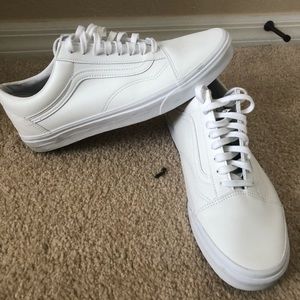 All White Leather Vans